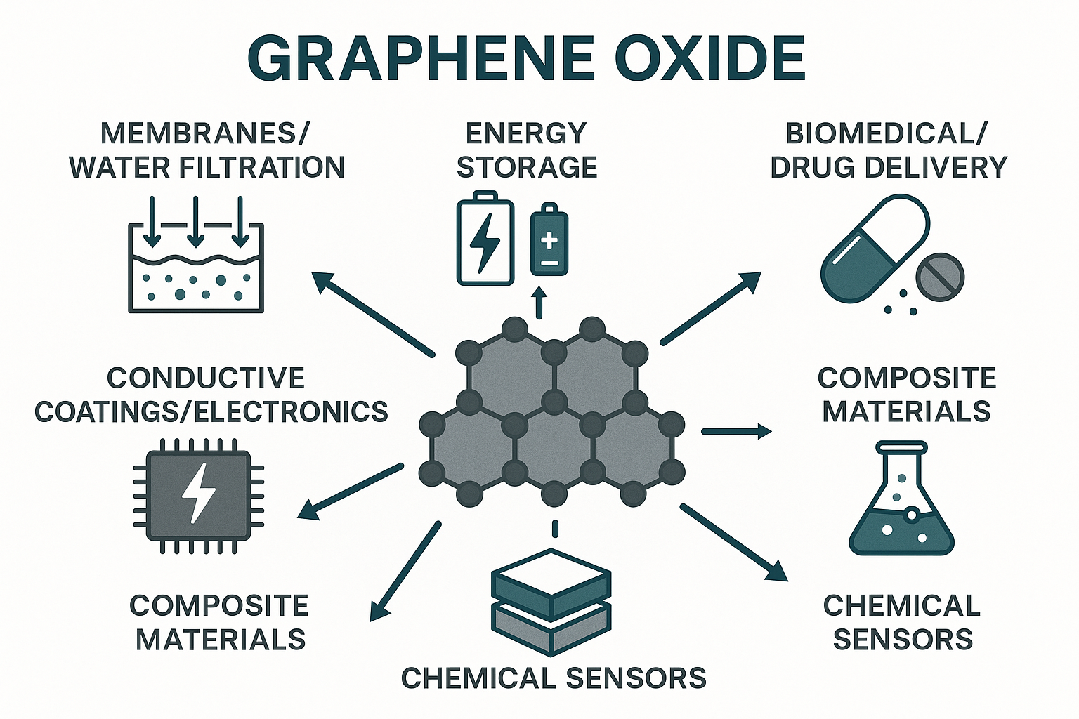 Graphene oxide applications infographic