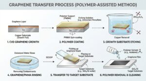Light mode image illustrating the graphene transfer process.